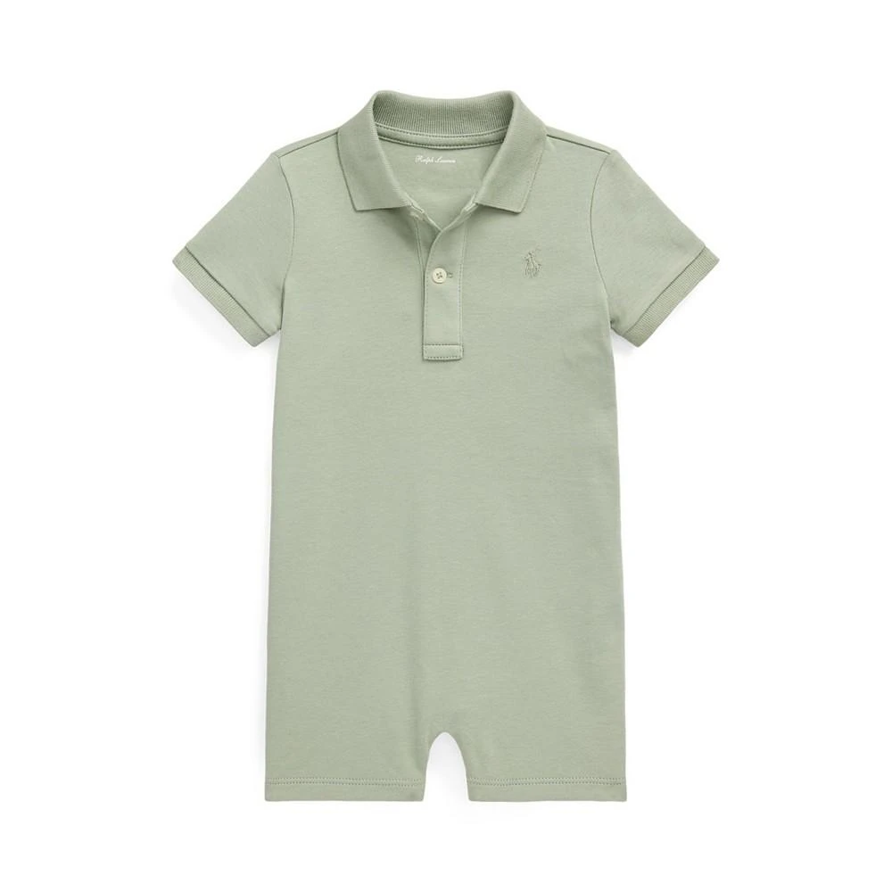 商品Ralph Lauren|Baby Boys Soft Cotton Polo Short Sleeves Shortall,价格¥106,第1张图片