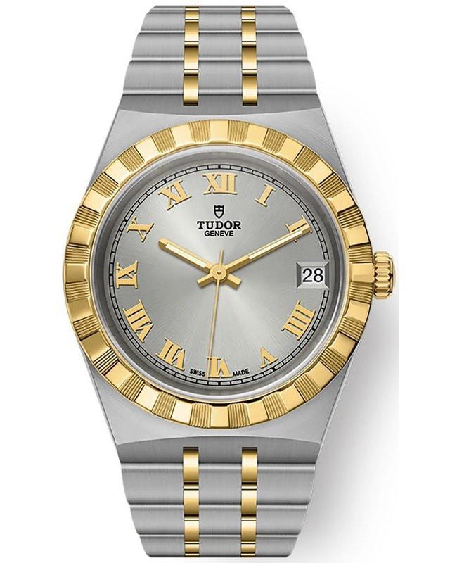 商品Tudor|Tudor Royal Silver Dial Stainless Steel and Yellow Gold Unisex Watch M28403-0001,价格¥22723,第1张图片
