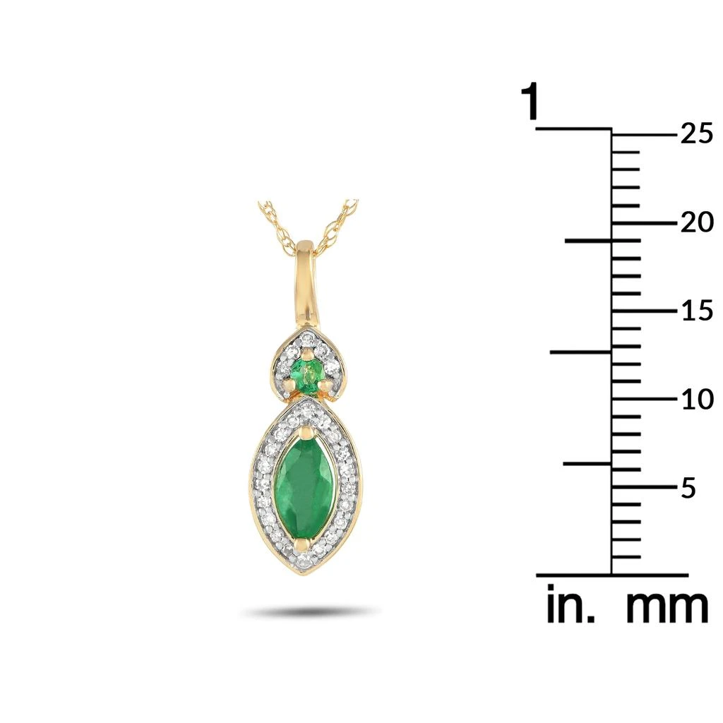 商品LB Exclusive|14K Yellow Gold 0.07ct Diamond and Emerald Pendant Necklace PD4-16299YEM,价格¥1823,第2张图片详细描述