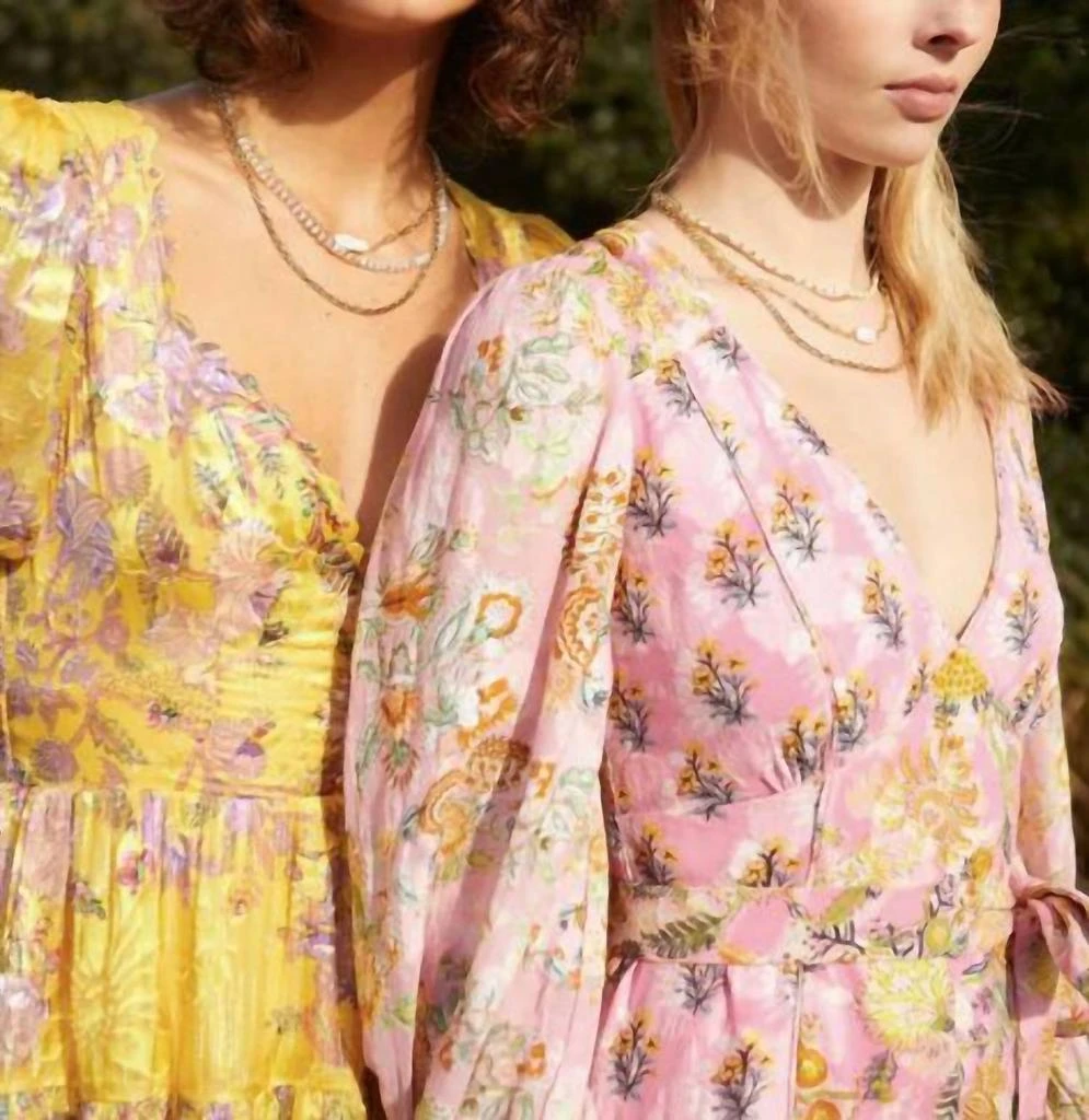 商品Hemant & Nandita|Dhea Short Dress With Belt in Canary Yellow And Taffy,价格¥1814,第2张图片详细描述