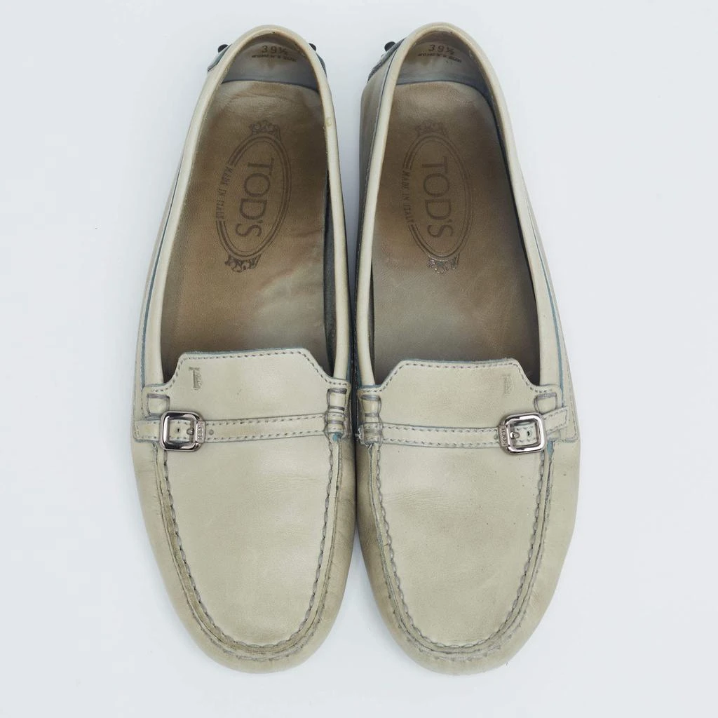 商品[二手商品] Tod's|Tod's Olive Green Leather Slip On Loafers Size 39.5,价格¥913,第3张图片详细描述