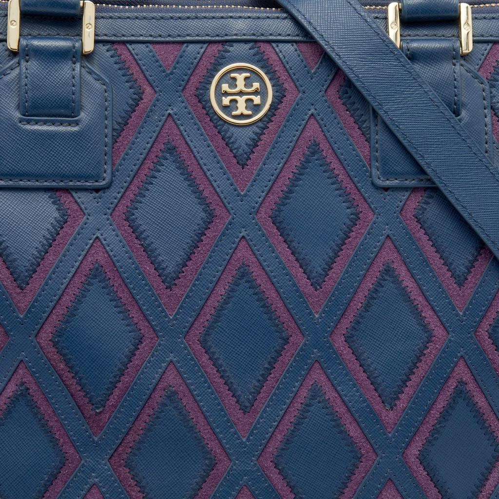 商品[二手商品] Tory Burch|Tory Burch Blue/Purple Robinson Patchwork Double Zip Tote,价格¥1131,第5张图片详细描述