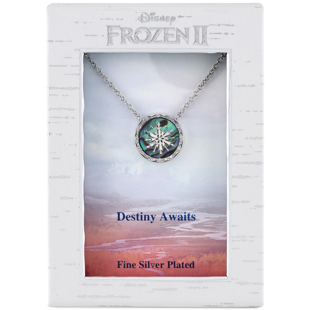 Frozen 2 Snowflake Abalone Pendant Necklace in Silver Plate, 16" + 2" extender商品第2张图片规格展示