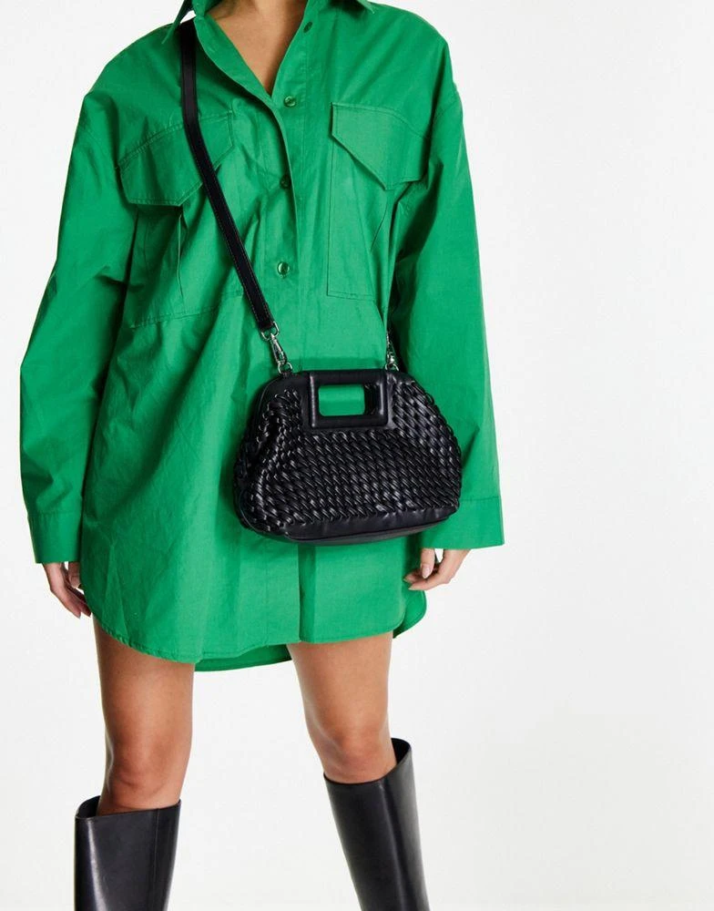 商品Topshop|Topshop Gracie weave grab bag in black,价格¥156,第2张图片详细描述