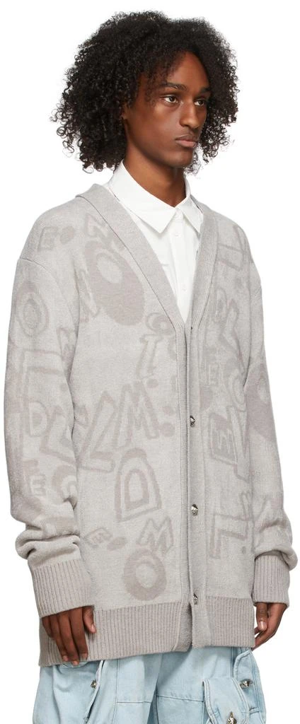 商品We11done|Grey Logo Graffiti Allover Cardigan,价格¥2703,第2张图片详细描述