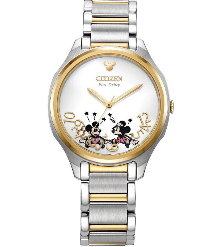 商品Citizen|Falling Mickey & Minnie Silver Dial Two-Tone Ladies Watch EM0754-59W,价格¥1382,第1张图片