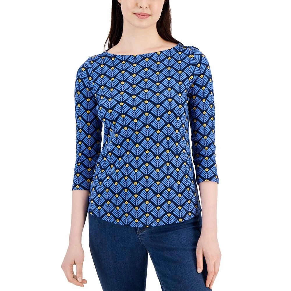 商品Charter Club|Printed 3/4-Sleeve Top, Created for Macy's,价格¥128,第1张图片