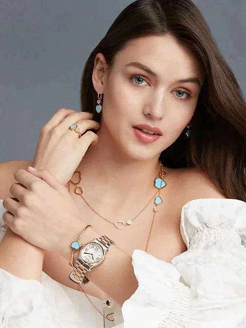 商品Chopard|Happy Hearts 18K Rose Gold, Diamond &amp; Turquoise Bangle,价格¥24702,第4张图片详细描述