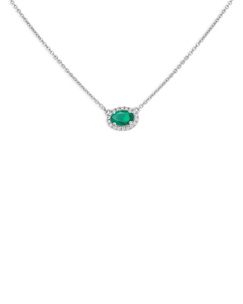 商品Bloomingdale's|Emerald & Diamond Oval Pendant Necklace in 18K White Gold, 18" - 100% Exclusive,价格¥32515,第1张图片详细描述