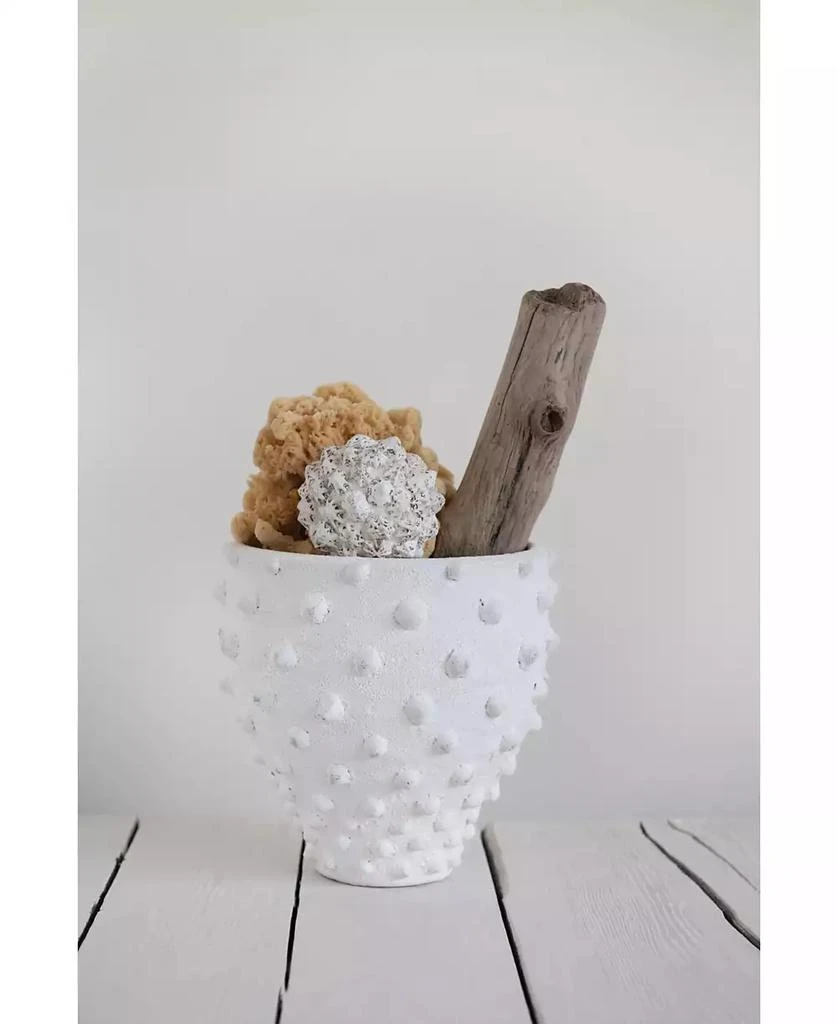 商品Storied Home|9.75"H Textured Terracotta Planter with Pointed Polka Dot Design Hold,价格¥707,第3张图片详细描述