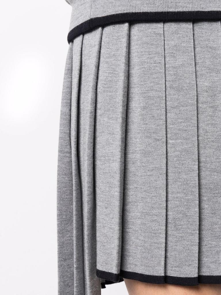THOM BROWNE WOMEN THIGH LENGTH PLEATED SKIRT W/ CONTRAST TIPPING IN MILANO STITCH 14GG SUSTAINABLE MERINO WOOL商品第4张图片规格展示