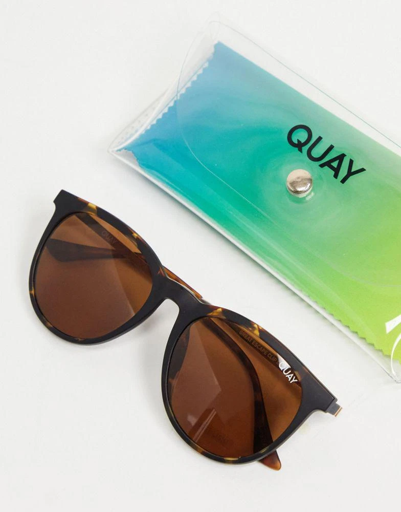 商品Quay|Quay Great Escape Clip On womens round sunglasses in tort,价格¥505,第4张图片详细描述