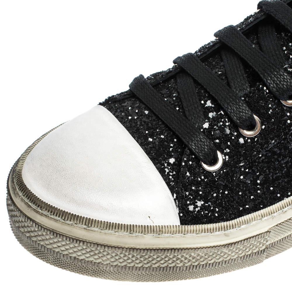 Amiri Black Glitter and Leather Vintage Sunset High Top Sneakers Size 42商品第7张图片规格展示