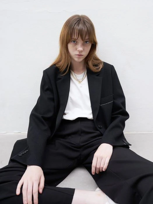 商品MARRON EDITION|Oversized Suit Blazer_Black,价格¥718,第4张图片详细描述