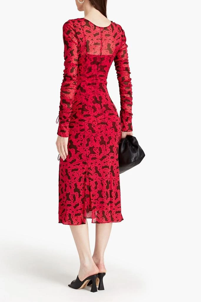 商品Diane von Furstenberg|Corrine ruched printed stretch-mesh midi dress,价格¥1015,第3张图片详细描述