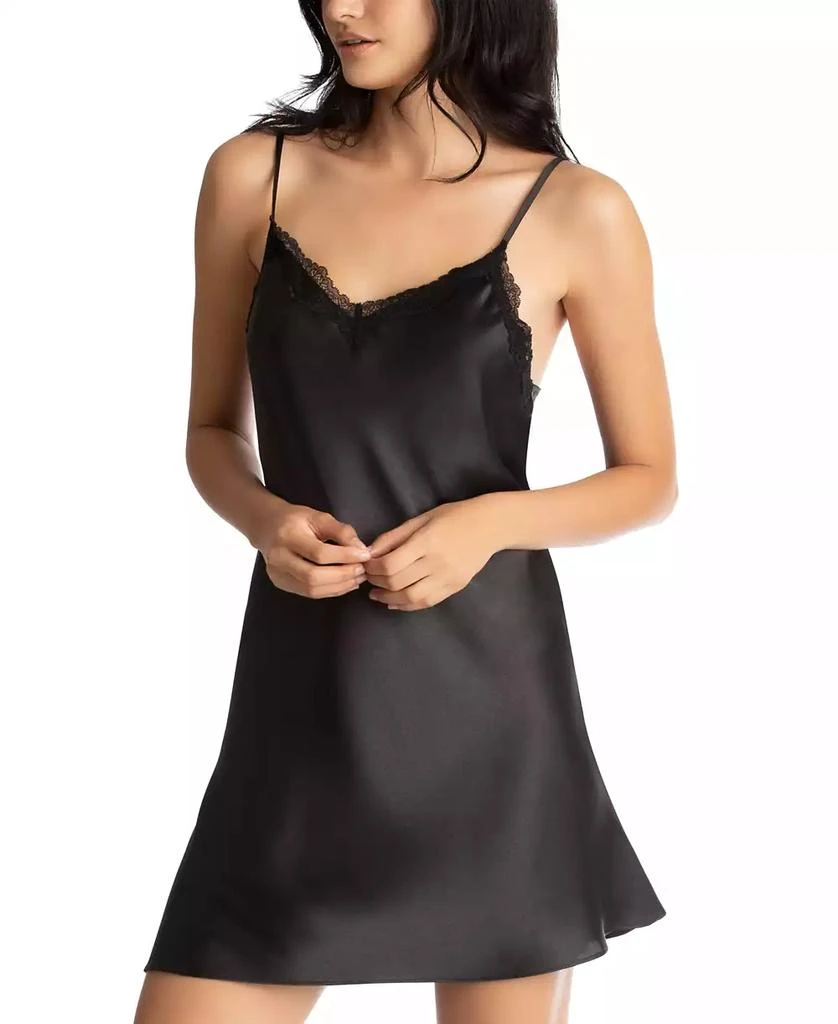 商品Linea Donatella|Lace-Trim Solid Satin Chemise Nightgown,价格¥198,第1张图片