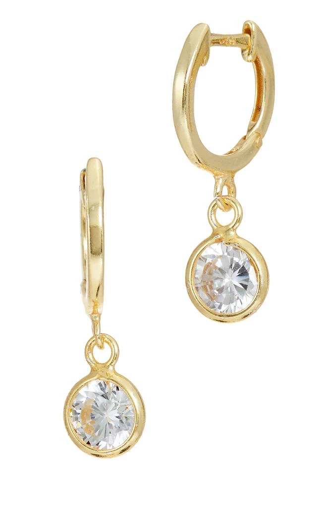 商品Savvy Cie Jewels|Gold Plated Over Sterling Silver Hoop with Dangle CZ,价格¥278,第1张图片