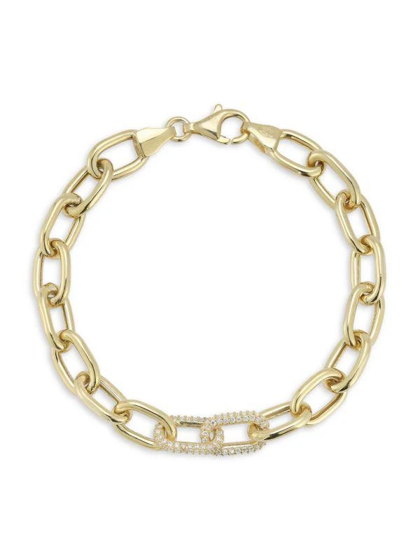 商品Sphera Milano|14K Goldplated Sterling Silver & Cubic Zirconia Link Bracelet,价格¥807,第1张图片