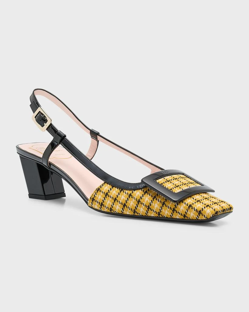 商品Roger Vivier|Check Buckle Block-Heel Slingback Pumps,价格¥7326,第3张图片详细描述