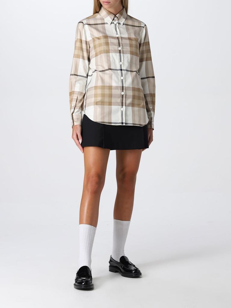 Burberry cotton twill shirt with check pattern商品第2张图片规格展示