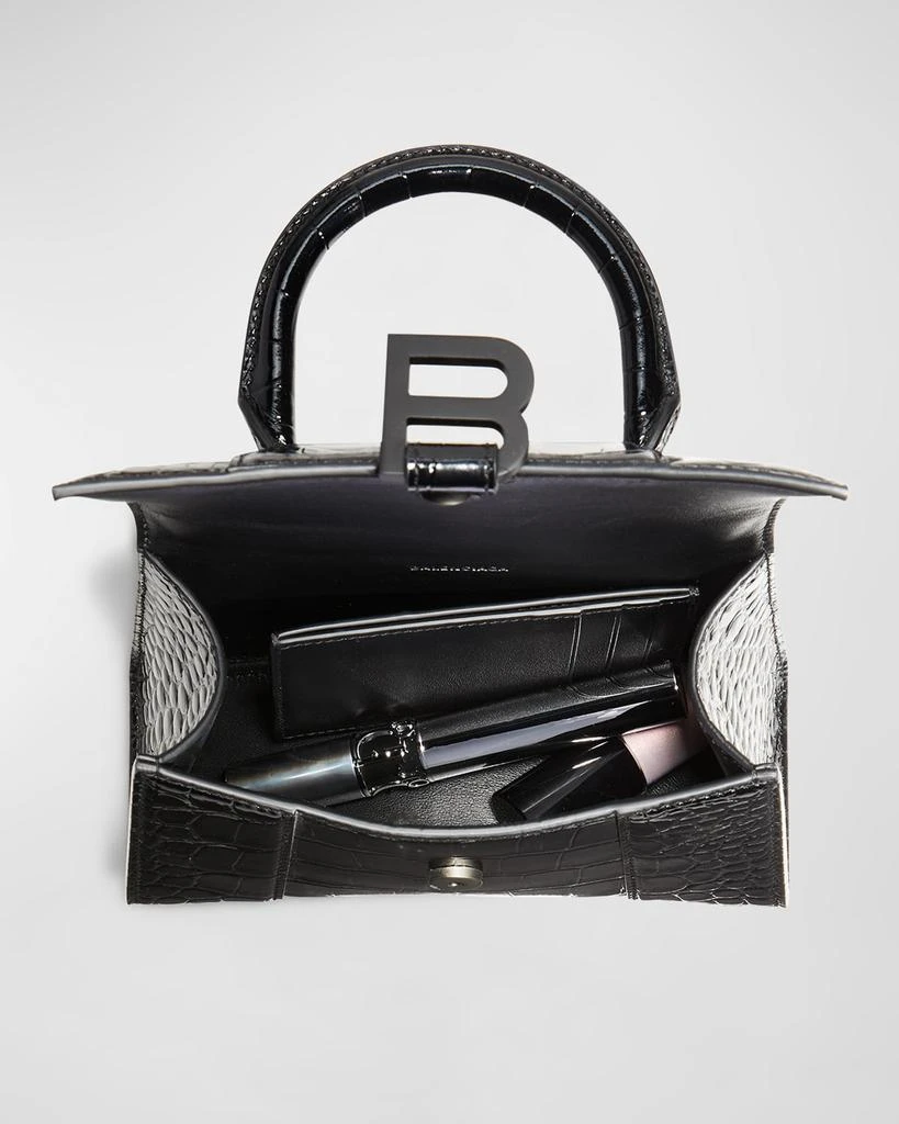 Hourglass XS Crocodile-Embossed Top Handle Bag 商品