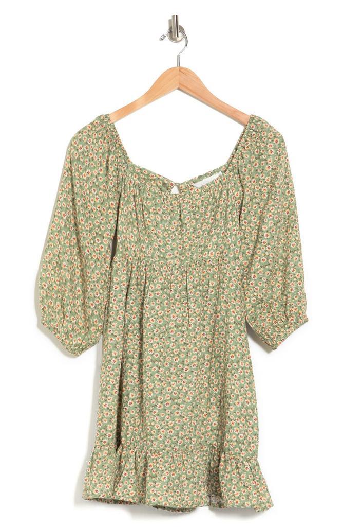 商品Lush|Floral 3/4 Sleeve Back Cutout Ruffled Dress,价格¥223,第5张图片详细描述