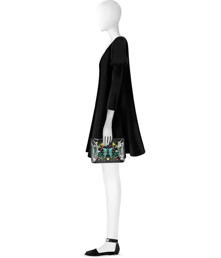 商品MARY KATRANTZOU|图形蝴蝶黑色Nappa皮革袋,价格¥2276,第3张图片详细描述