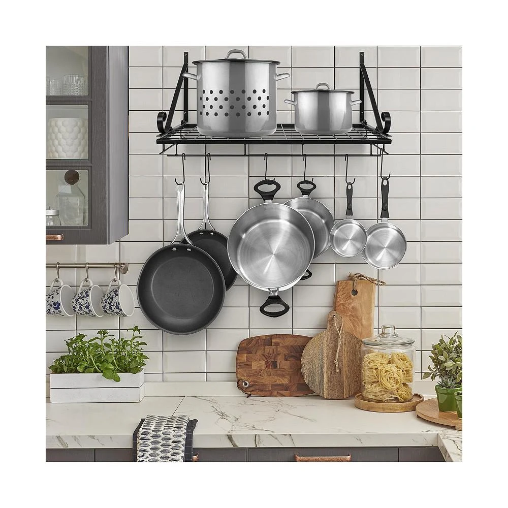 商品Sorbus|Kitchen Wall Pot Pan Rack with 10 Hooks,价格¥430,第2张图片详细描述