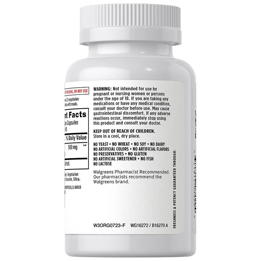 商品Walgreens|Berberine HCI 500 mg Capsules,价格¥125,第2张图片详细描述