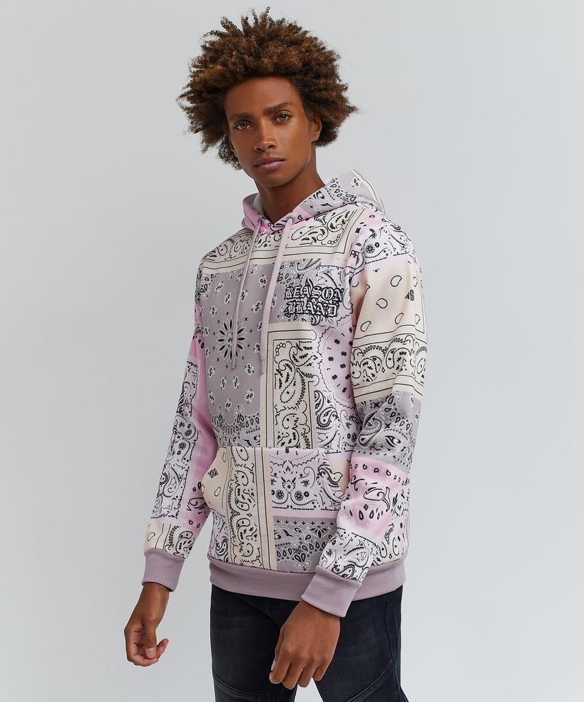 商品Reason Clothing|Paisley Pink-Beige Pattern Print Hoodie,价格¥289,第4张图片详细描述