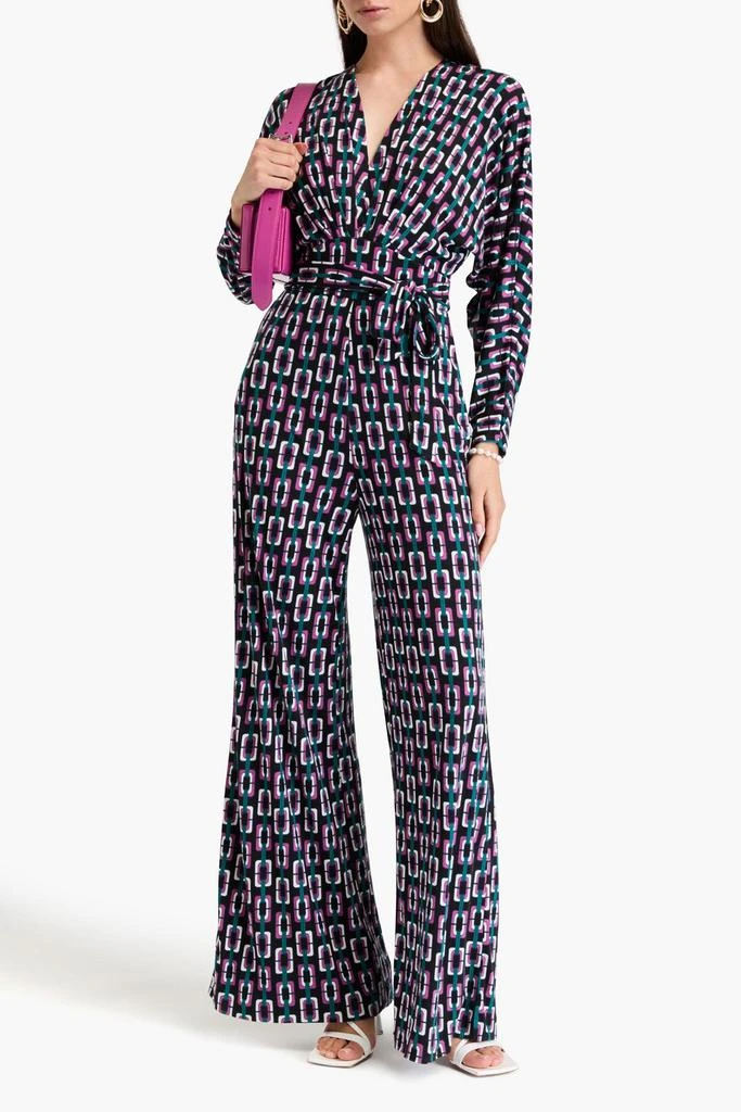 商品Diane von Furstenberg|Fanny printed Lyocell and wool-blend jersey wide-leg jumpsuit,价格¥1217,第2张图片详细描述