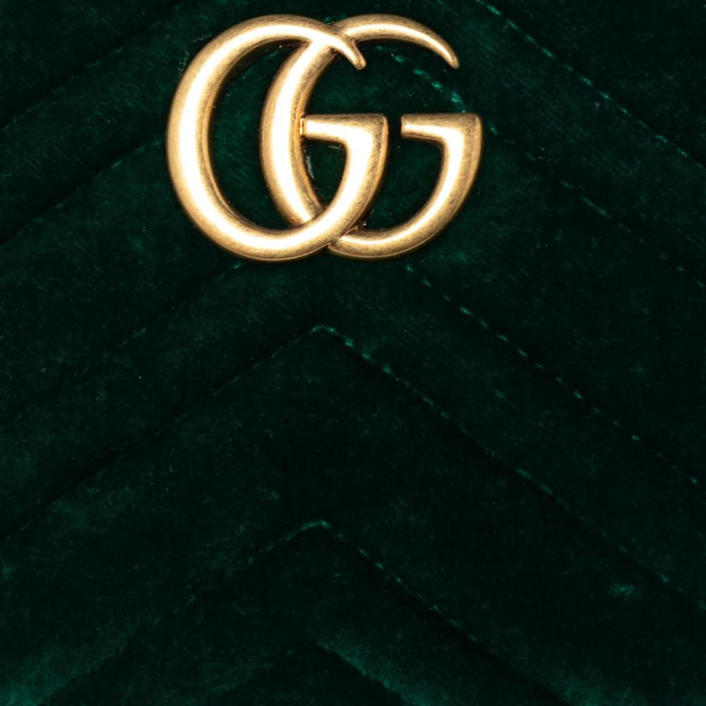 商品[二手商品] Gucci|Gucci Green Matelassé Velvet GG Marmont Belt Bag,价格¥3944,第5张图片详细描述
