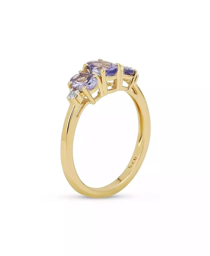 商品Bling Jewelry|Past Present Future 3 Stone 2CTW Oval Purple Natural Tanzanite Trilogy Trinity Ring for Women Gold Plated .925 Sterling Silver,价格¥458,第4张图片详细描述