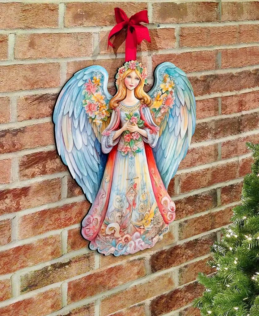 商品Designocracy|Floral Angel Christmas Wooden Door Decor Wall Decor G. DeBrekht,价格¥989,第5张图片详细描述