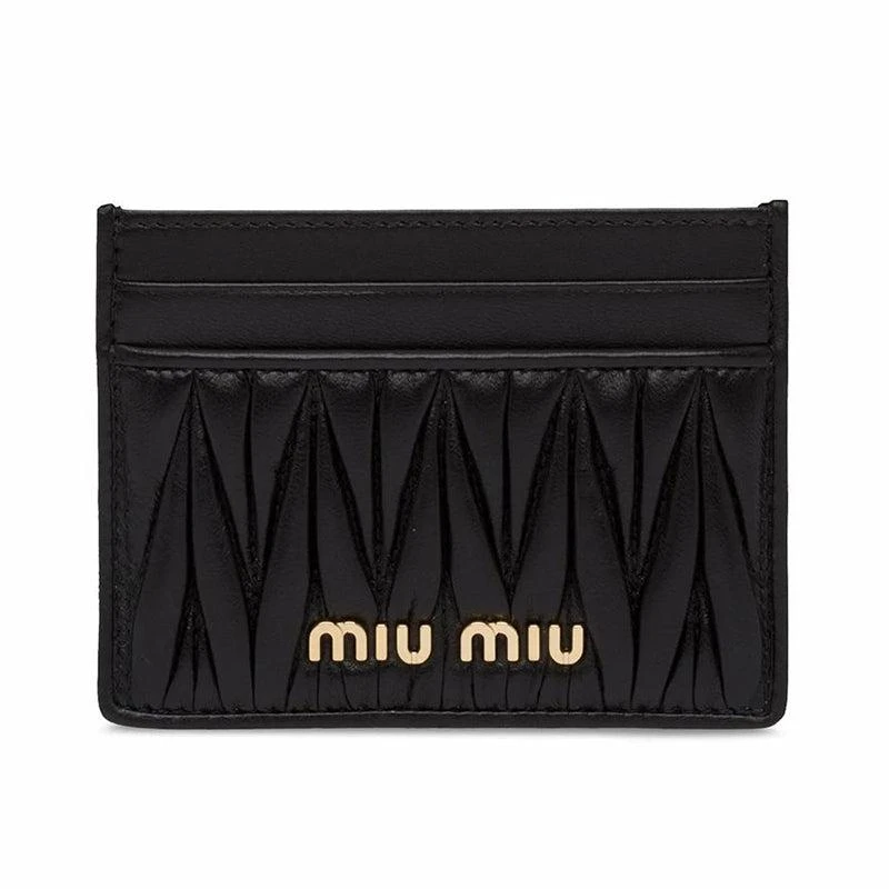 商品Miu Miu|女士黑色纳帕皮革卡包钱包【香港仓极速发货】,价格¥2231,第1张图片