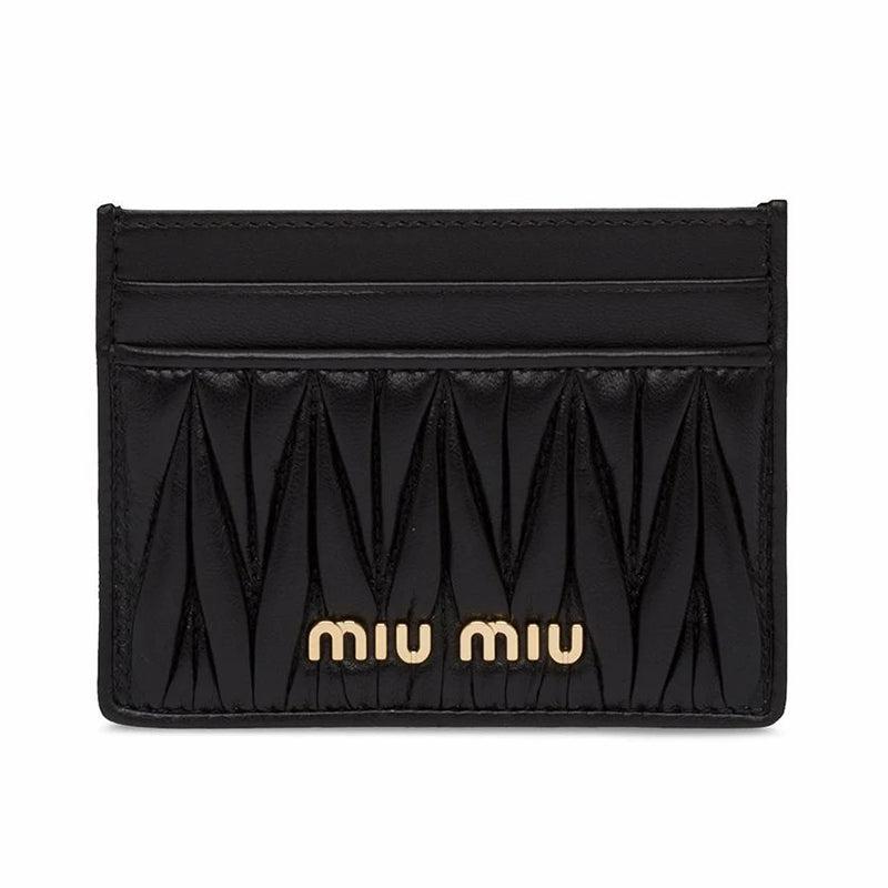 商品Miu Miu|女士黑色纳帕皮革卡包钱包【香港仓极速发货】,价格¥2162,第1张图片