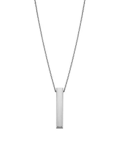 商品Oradina|10K White Solid Gold Brooklyn Bar Pendant Necklace,价格¥1726,第1张图片