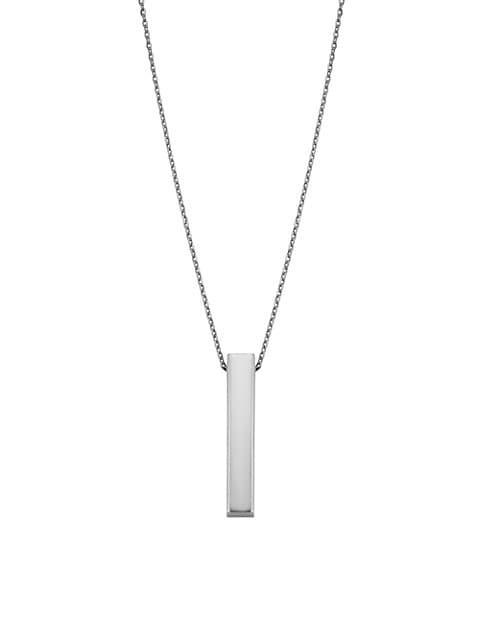 商品Oradina|10K White Solid Gold Brooklyn Bar Pendant Necklace,价格¥1697,第1张图片