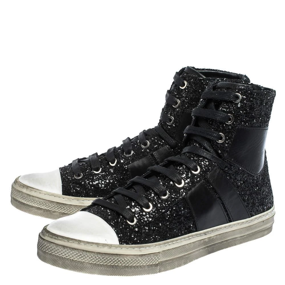 商品[二手商品] AMIRI|Amiri Black Glitter and Leather Vintage Sunset High Top Sneakers Size 42,价格¥2491,第4张图片详细描述