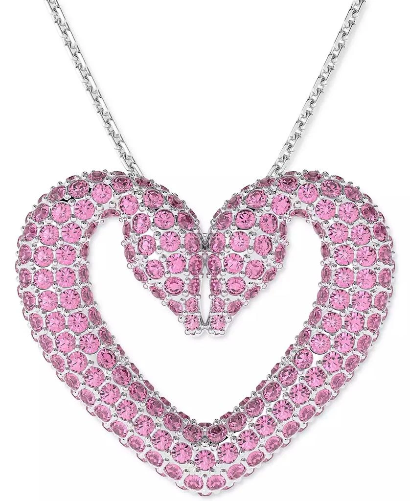 商品Swarovski|Rhodium-Plated Pavé Swan Heart 16-1/2" Pendant Necklace,价格¥1340,第1张图片
