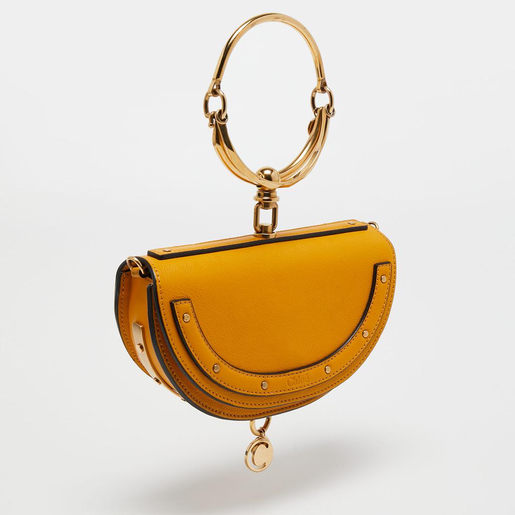 Chloe Mustard Yellow Leather Nile Bracelet Minaudière Crossbody Bag商品第3张图片规格展示
