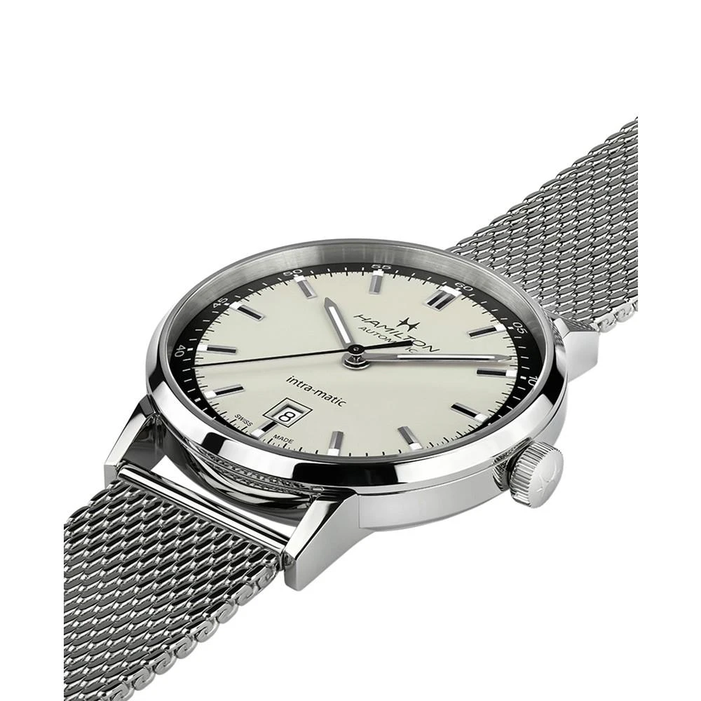 商品Hamilton|Men's Swiss Intra-Matic Stainless Steel Mesh Bracelet Watch 40mm,价格¥8189,第4张图片详细描述