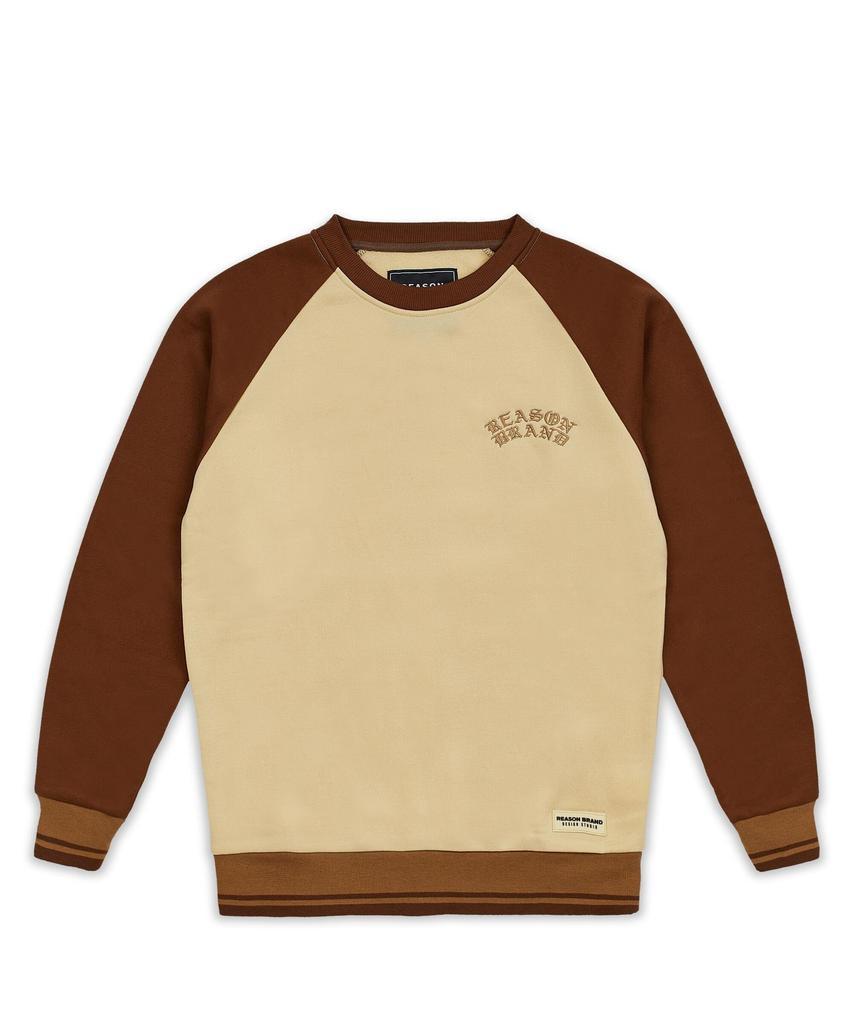 商品Reason Clothing|Nash Fleece Colorblocked Crewneck - Brown,价格¥289,第5张图片详细描述