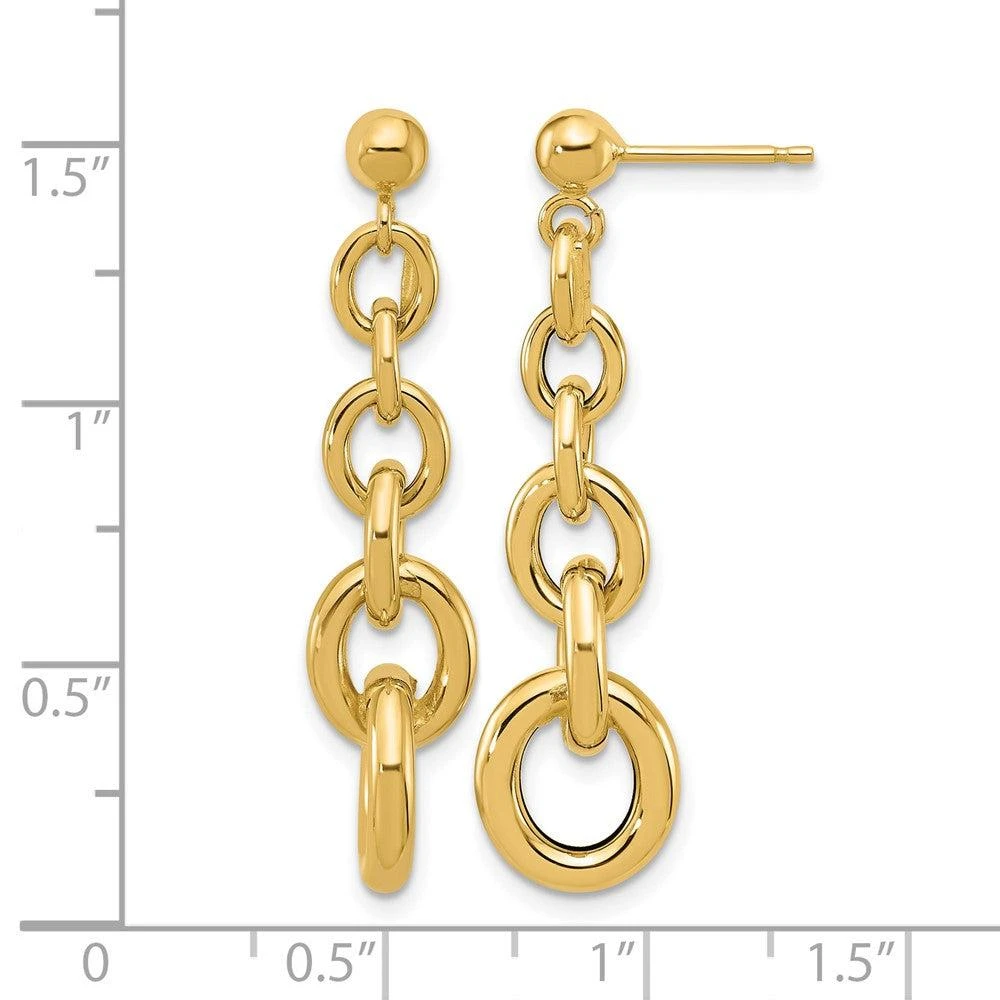 商品Diamond2Deal|14K Yellow Gold Fancy Circle Link Drop Dangle Earrings,价格¥6838,第5张图片详细描述