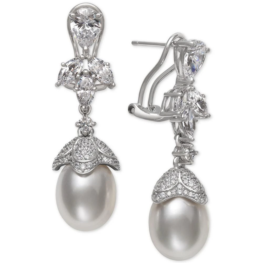 商品Belle de Mer|Cultured Freshwater Pearl (9-10mm) & Cubic Zirconia Drop Earrings in Sterling Silver, Created for Macy's,价格¥1873,第2张图片详细描述