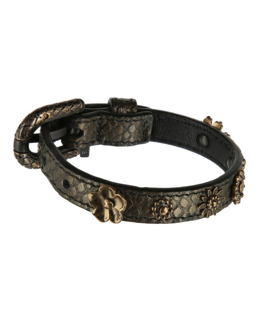 Floral Embellished Leather Bracelet商品第2张图片规格展示