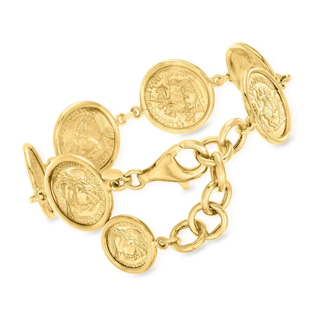 商品Ross-Simons|Italian 18kt Gold Over Sterling Replica Coin Bracelet,价格¥1278,第3张图片详细描述