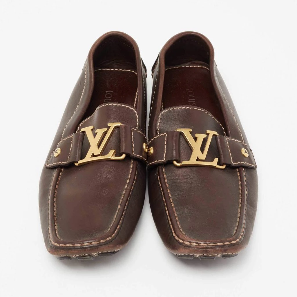 商品[二手商品] Louis Vuitton|Louis Vuitton Dark Brown Leather Monte Carlo Slip On Loafers Size 41,价格¥3019,第3张图片详细描述