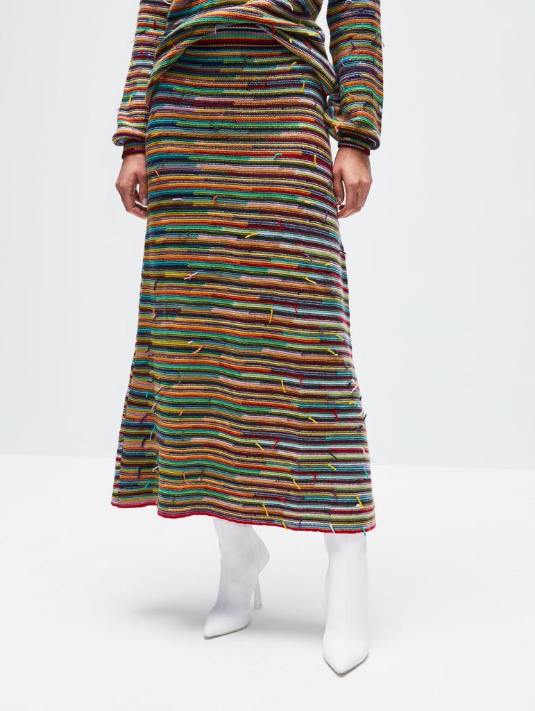 商品Chloé|Striped Cashmere Wool Blend Midi Skirt,价格¥4256,第5张图片详细描述