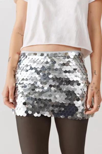 UO Zinnia Sequin Low-Rise Mini Skirt商品第2张图片规格展示